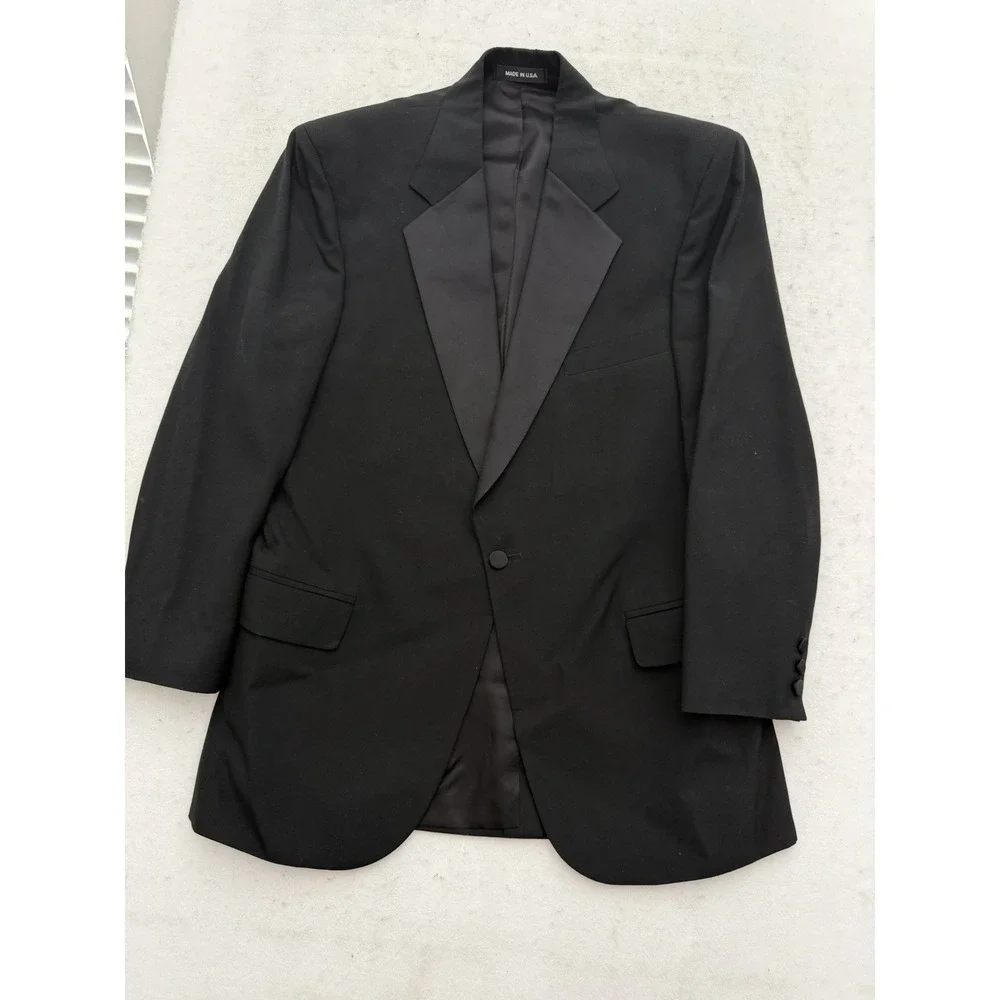 Lord West Vintage Black Tuxedo 41R‎ Wool Shawl Lapel 70s Wedding USA ACWA Union
